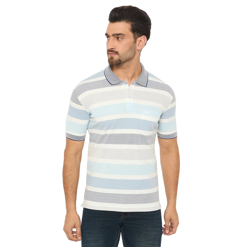 Duke Urban Men Half Sleeve Cotton Tshirt (LF7350) Cement / M / Striped