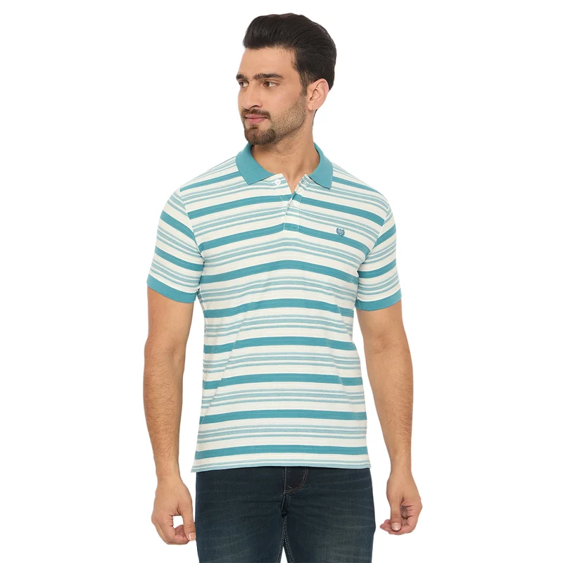 Duke Urban Men Half Sleeve Cotton Tshirt (LF7386) Blue Dust / S / Striped