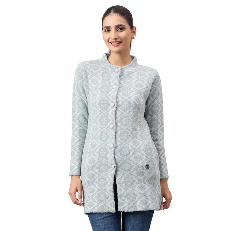 Duke Urban Women Full Sleeve Front Open Regular Cardigan (SDS1368) Grey / S / Self Design