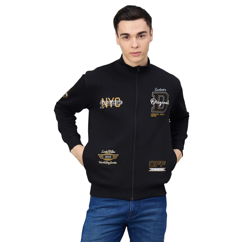 Duke Urban Men Full Zip Regular Sweathirt (LF6378) Black / XL / Printed