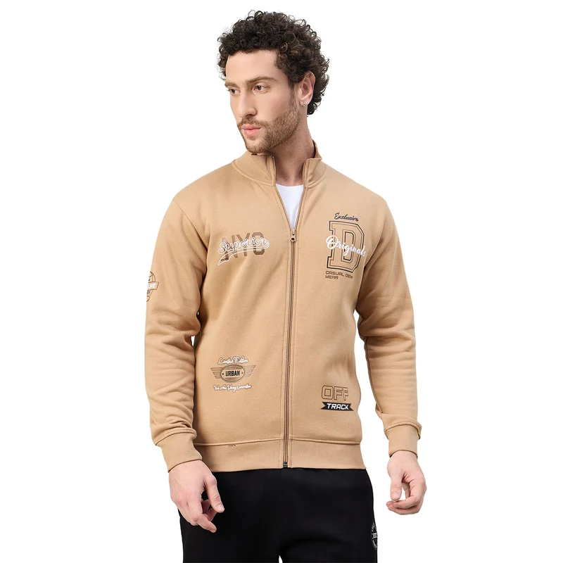 Duke Urban Men Full Zip Regular Sweathirt (LF6378) Caramel / L / Printed