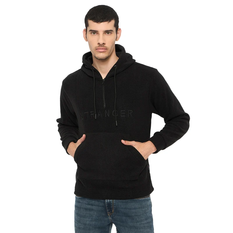 Duke Urban Men Full Sleeve Hooded Sweatshirt (LF6395) Black / XL / Solid