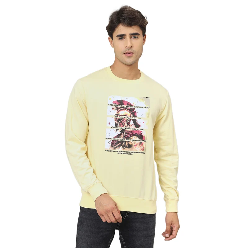 Duke Urban Men Round Neck Regular Sweatshirt (LF6437) Butter Scotch / XXL / Printed