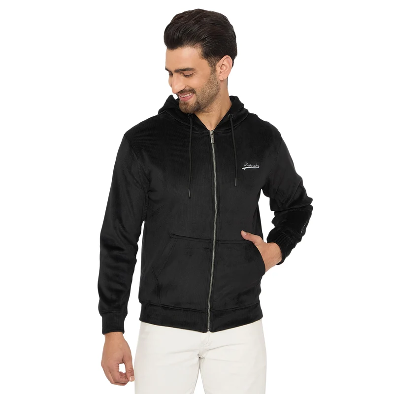 Duke Urban Men Full Sleeve Hooded Sweatshirt (LF6360) Black / L / Striped