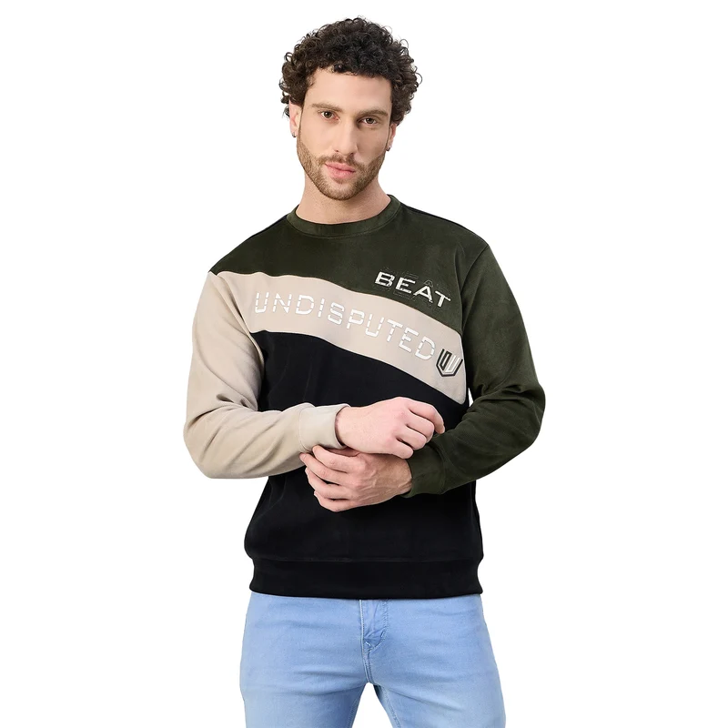 Duke Urban Men Round Neck Regular Sweatshirt (LF6442) Black / XL / Color Block