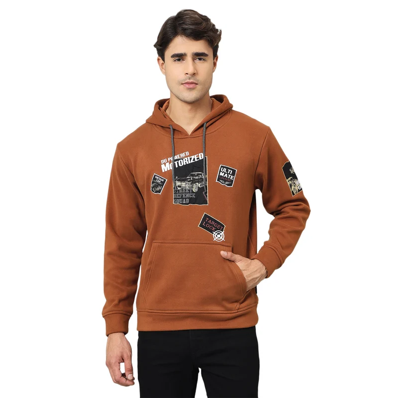 Duke Urban Men Hooded Regular Sweatshirt (LF6369) Tan / M / Printed