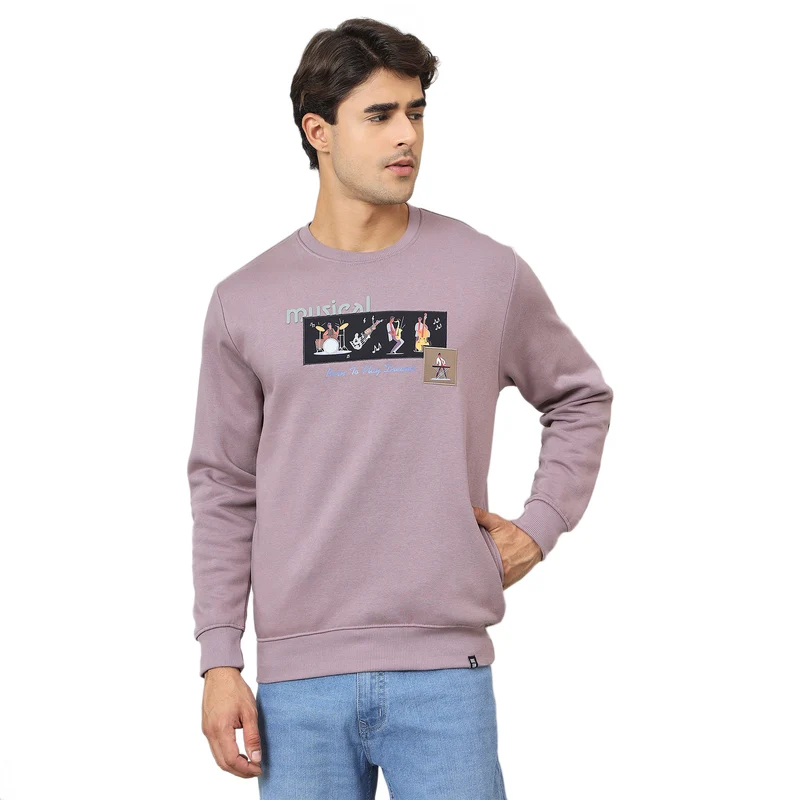 Duke Urban Men Round Neck Regular Sweatshirt (LF6347) Dusty Mauve / XXL / Printed