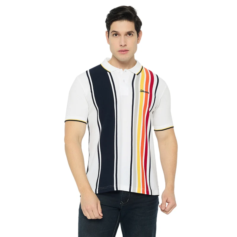 Duke Urban Men Half Sleeve Cotton Polo Tshirt (LF7477) White / S / Printed