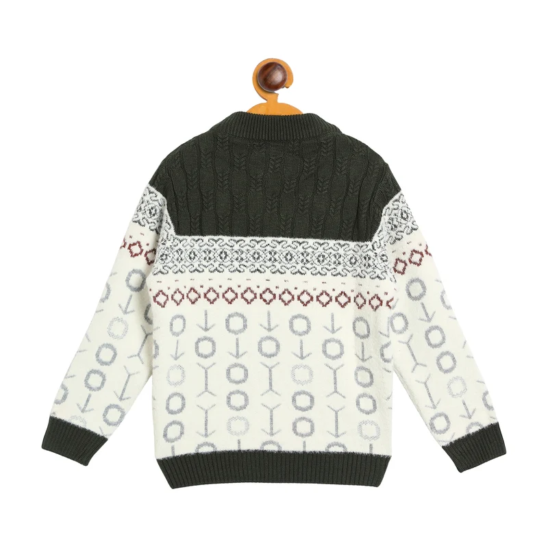 Duke Urban Boys Full Sleeve Round Neck Regular Sweater (SDS3642) Forest Green / 34 / Self Design
