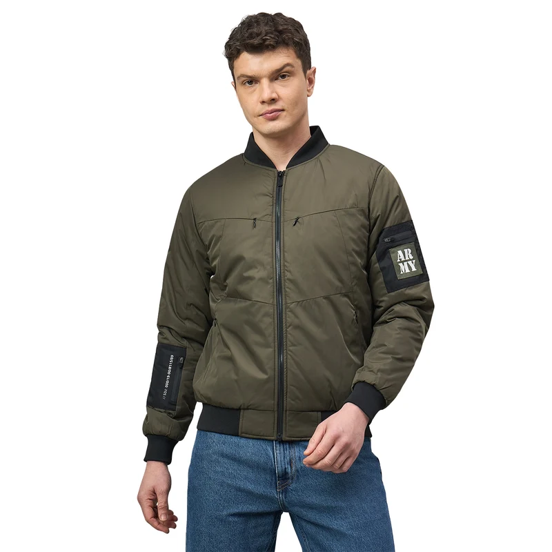 Duke Urban Men Full Sleeve Slim fit Bomber Jacket (SDZ3046N) Olive / L / Solid