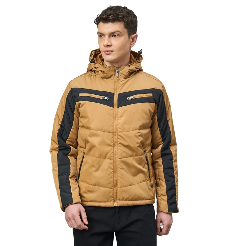 Duke Urban Men Full Sleeve Hooded Regular Jacket (SDZ4072N) Tan / M / Color Block