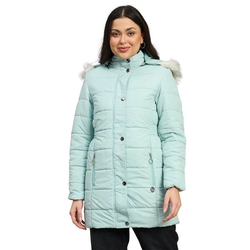 Duke Urban Women Short Style Full Sleeve Hooded Jacket (SDZ4180) Mint / XXL / Solid