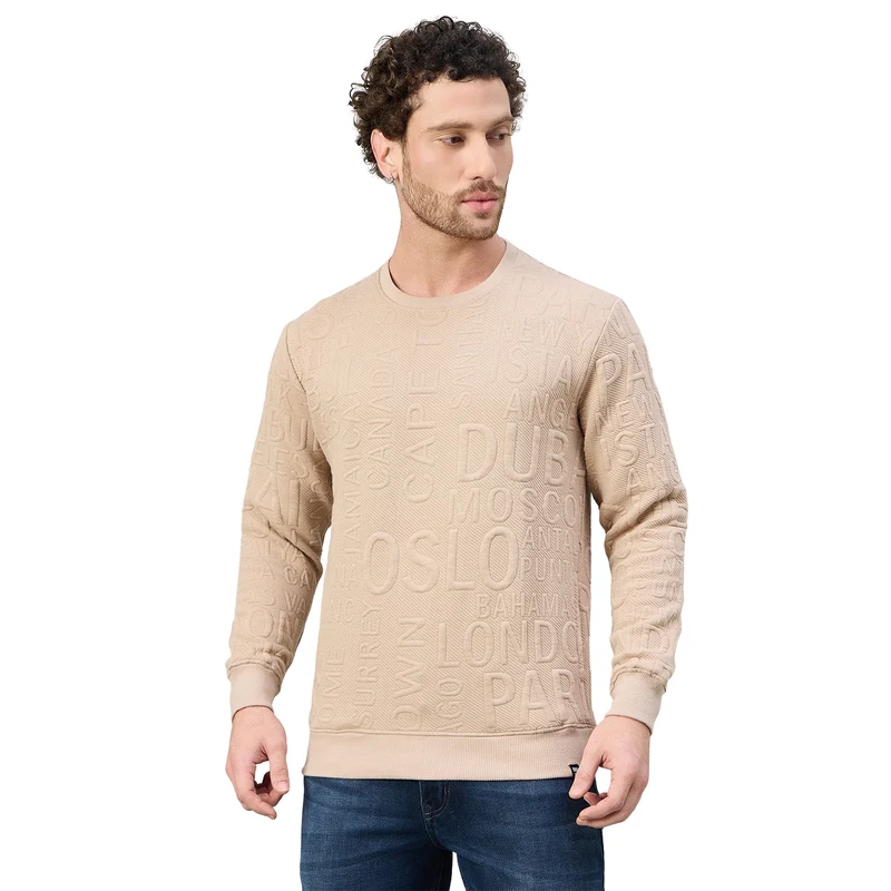Duke Urban Men Round Neck Regular Sweatshirt (LF6384) Fawn / XL / Textured