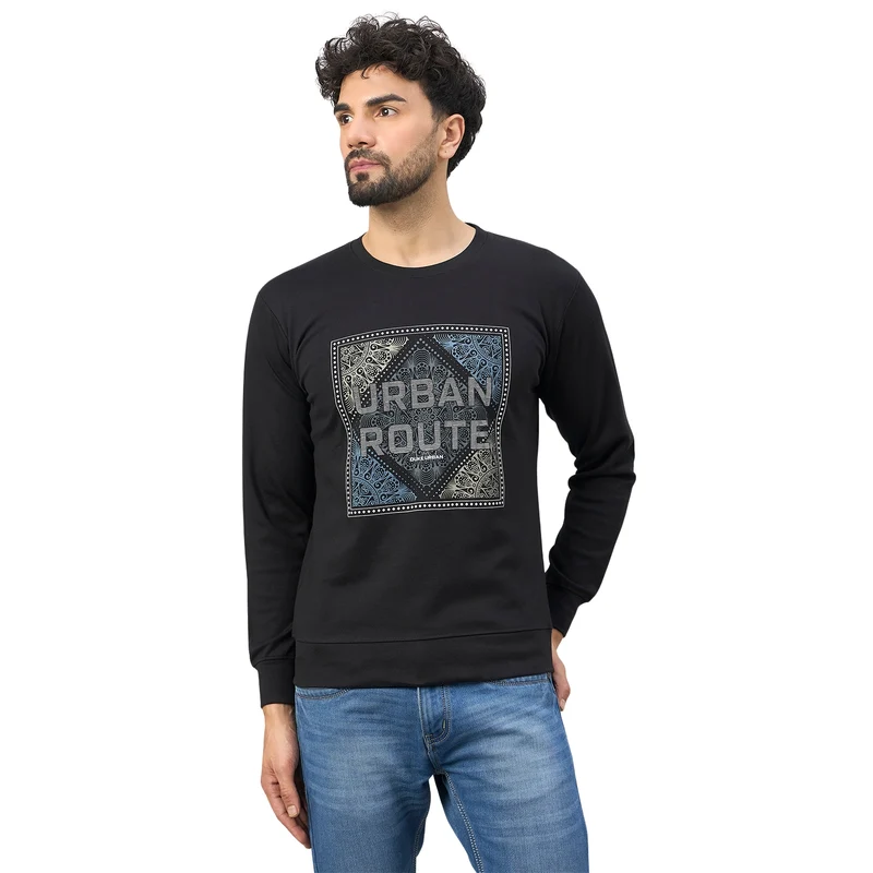 Duke Urban Men Round Neck Regular Sweatshirt (LF6419) Black / XL / Printed