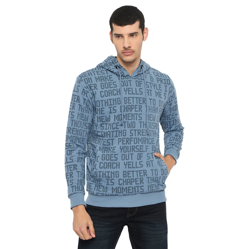 Duke Urban Men Full Sleeve Hooded Reversible Sweatshirt (LF6441) Air Force / S / Printed