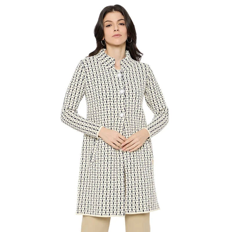 Duke Urban Women Full Sleeve Long Sweater (SDS1277) Off White / XXL / Self Design