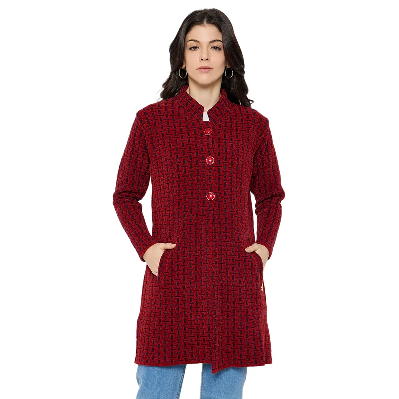 Duke Urban Women Full Sleeve Long Sweater (SDS1277) Red / M / Self Design