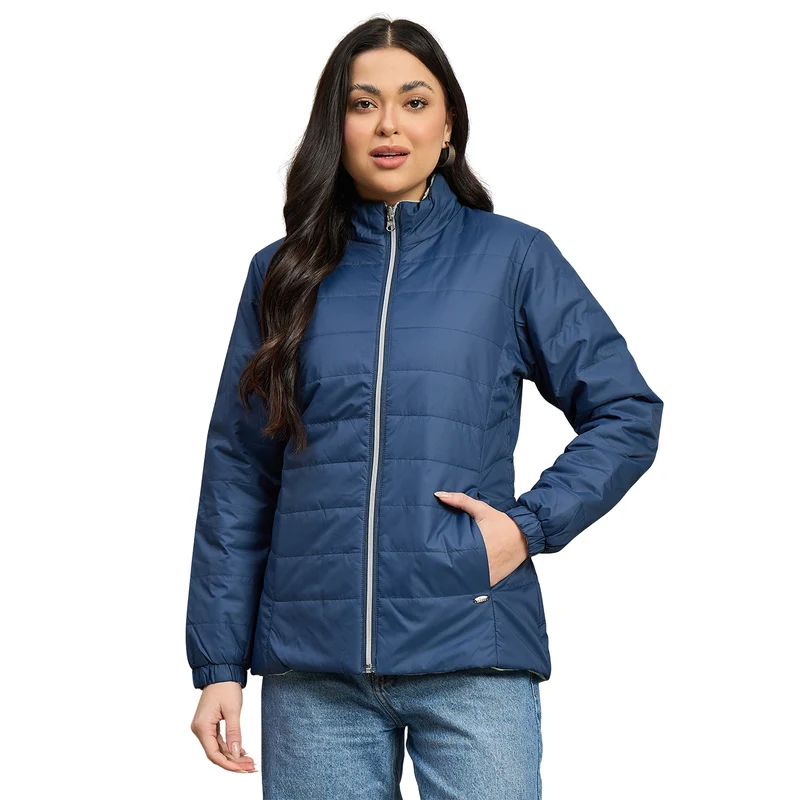 Duke Urban Women High Neck Full Sleeve Reversible Regular Jacket (SDZ2121) L.Navy / M / Solid