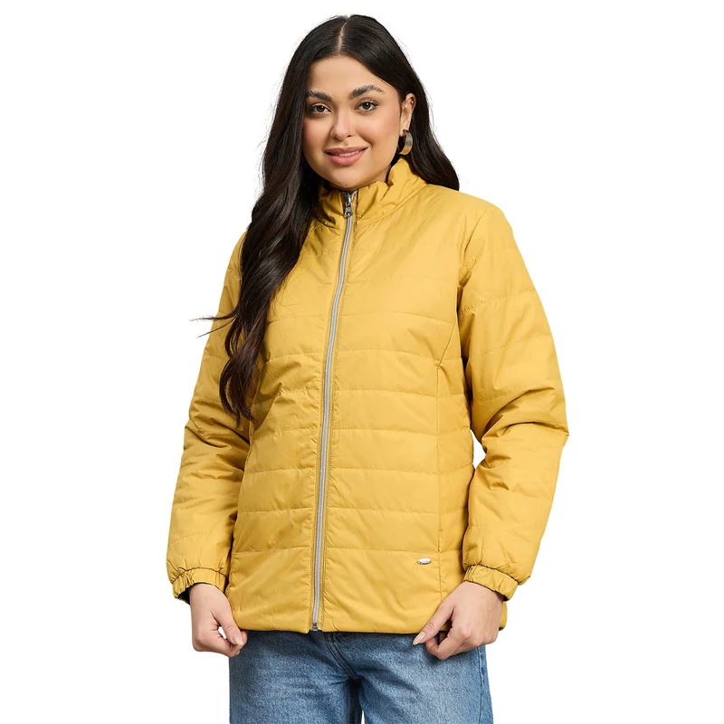 Duke Urban Women High Neck Full Sleeve Reversible Regular Jacket (SDZ2121) Mustard / L / Solid