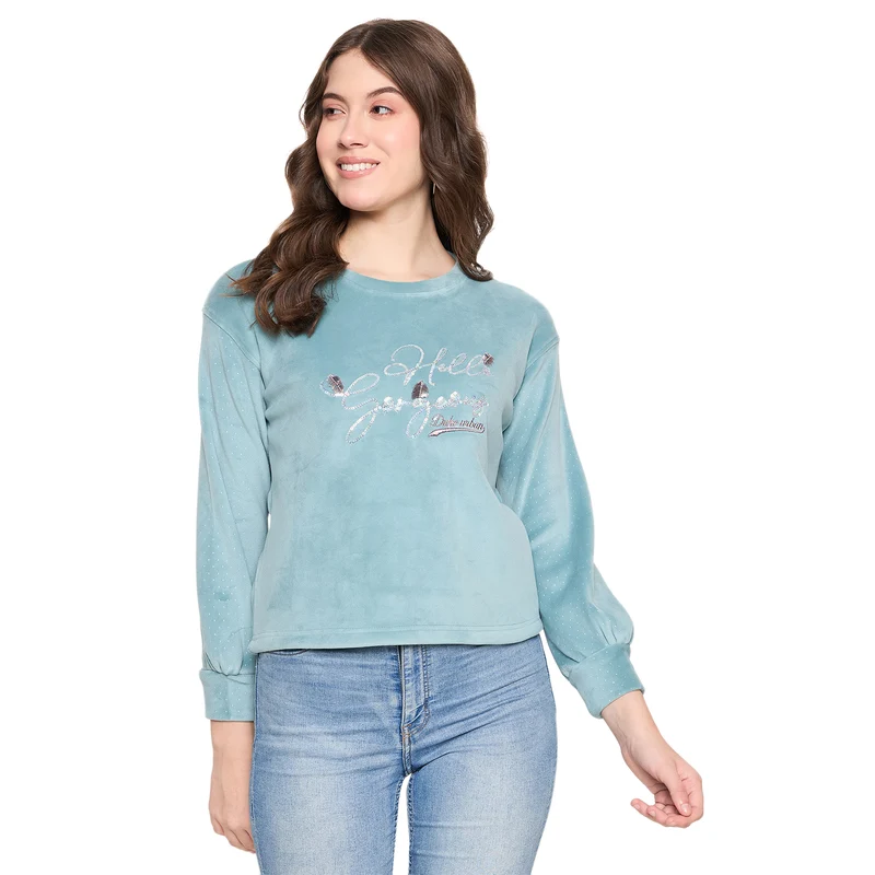 Duke Urban Women Round Neck Sweatshirt (LFX969) Sea Green / S / Printed