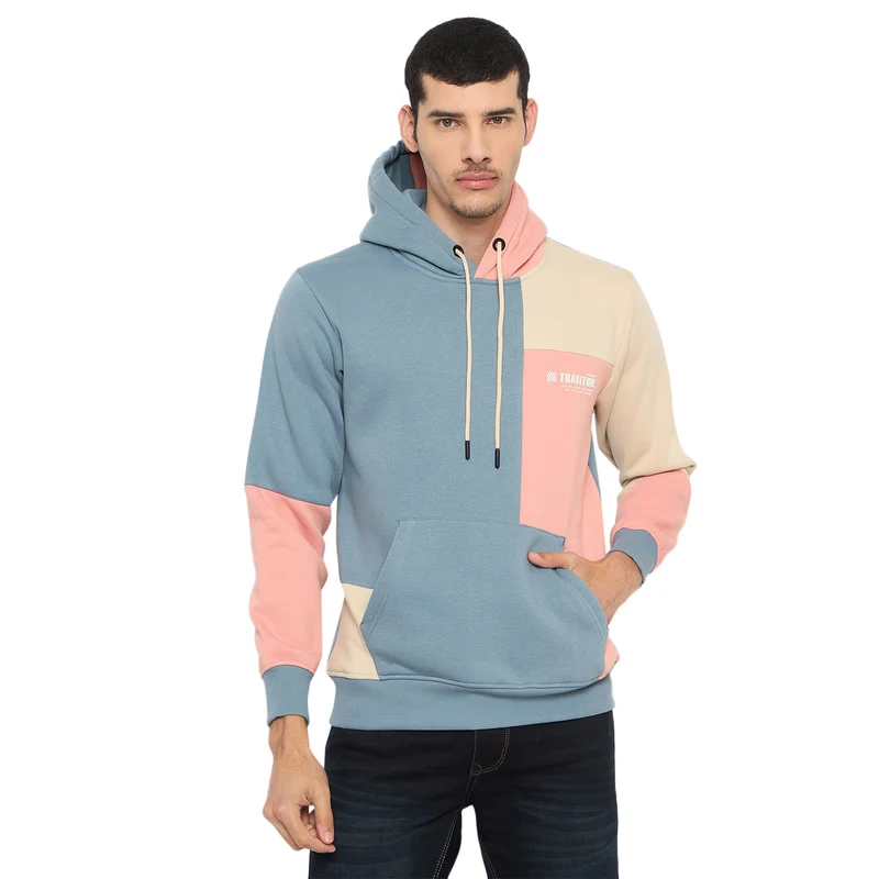 Duke Urban Men Full Sleeve Hooded Sweatshirt (LF6414) Air Force / S / Color Block