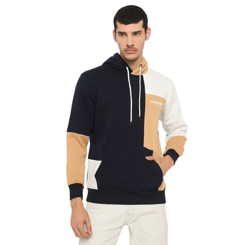 Duke Urban Men Full Sleeve Hooded Sweatshirt (LF6414) Navy / XL / Color Block