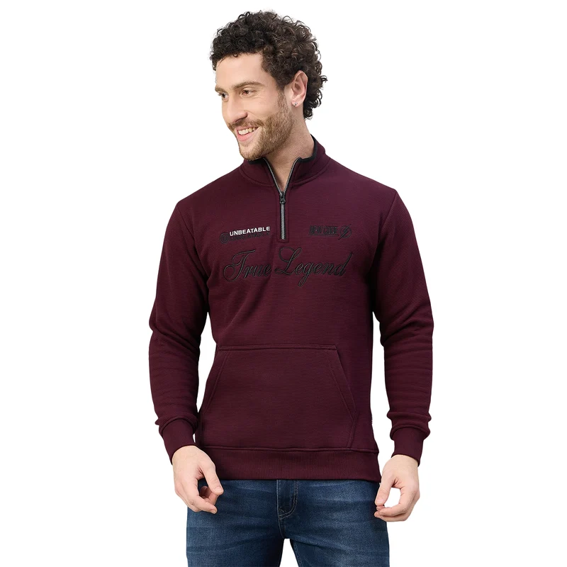 Duke Urban Men Half Zip Regular Sweathirt (LF6424) Wine / XXL / Printed