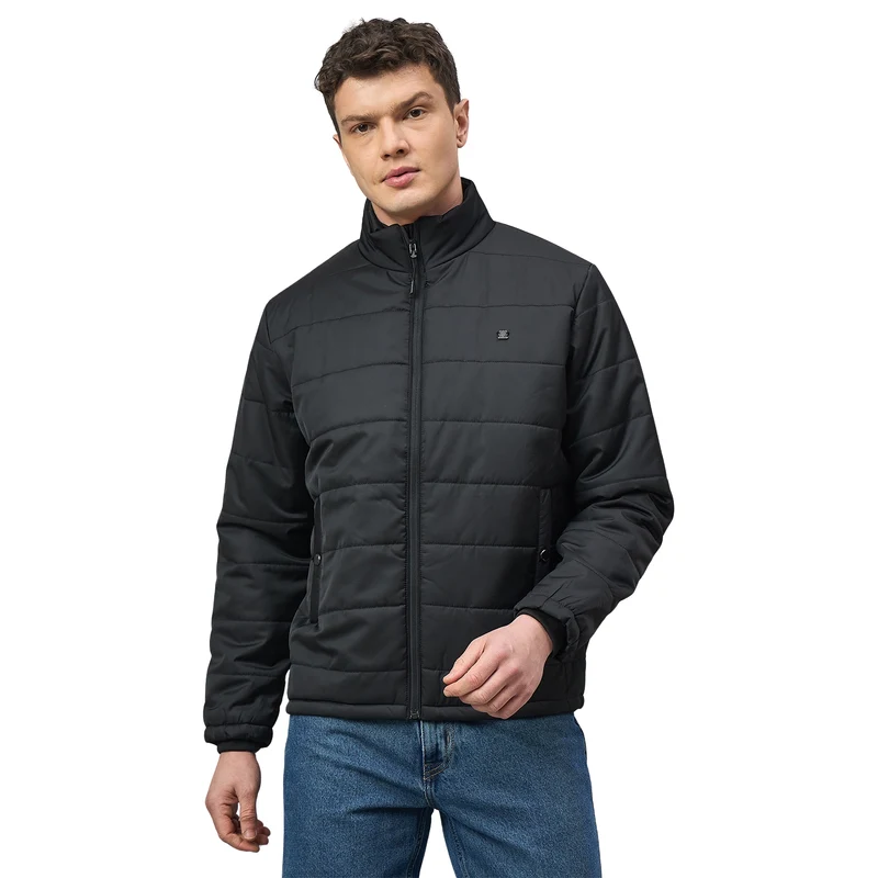 Duke Urban Men Fulll Sleeve High Neck Puffer Jacket (SDZ3118) Black / XL / Solid