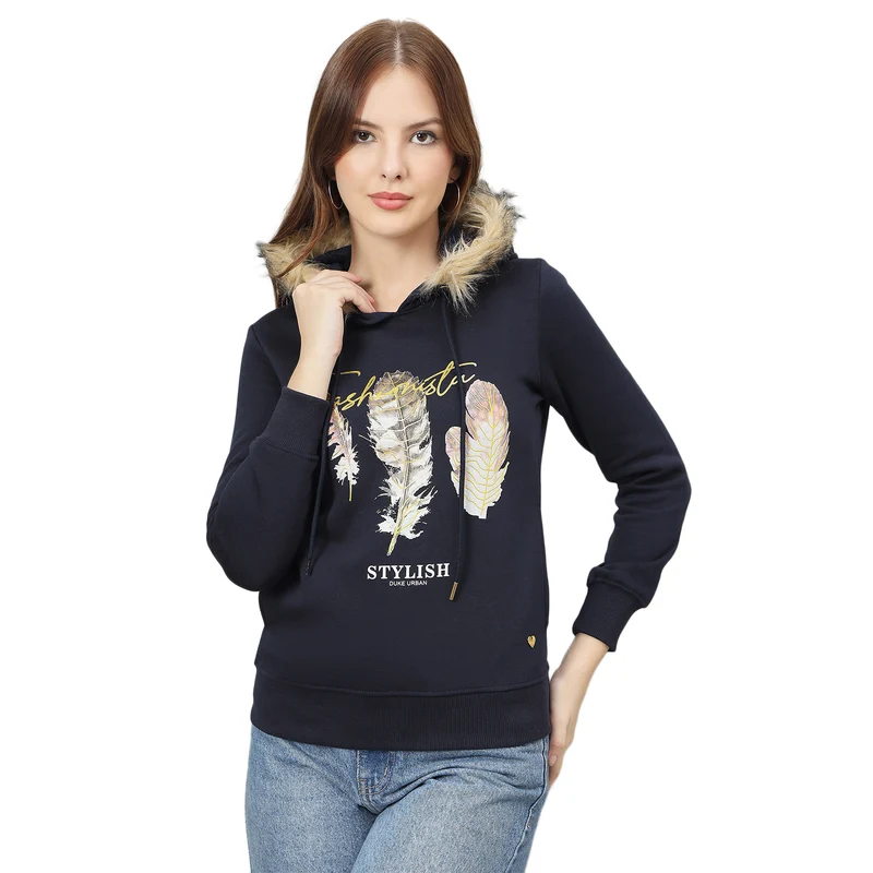 Duke Urban Women Hooded Regular Sweatshirt (LFX957) Navy / M / Printed