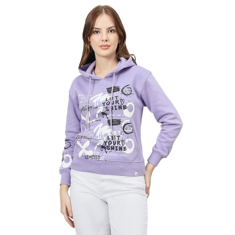Duke Urban Women Hooded Regular Sweatshirt (LFX959) Lavender / M / Printed