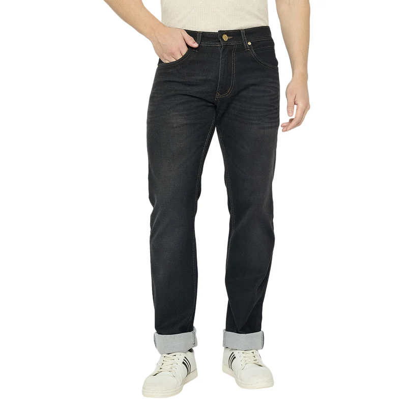 Duke Urban Men Comfort Fit Stretchable Jeans (SDD5887C) Carbon Black / 36 / Washed