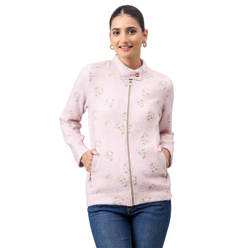 Duke Urban Women Full Zip Regular Sweatshirt (LFX976) Pink / L / Floral Print