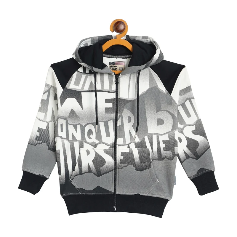 Duke Urban Boys Full Sleeve Hooded Sweatshirt (LF374) Black / 26 / Printed