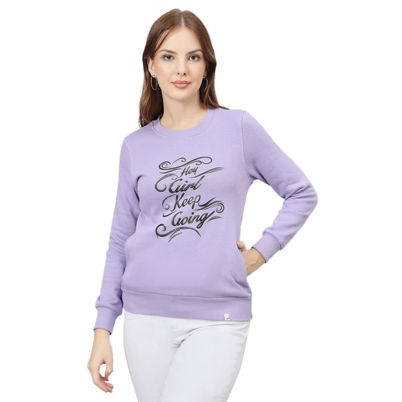 Duke Urban Women Round Neck Regular Sweatshirt (LFX956) Lavender / M / Printed
