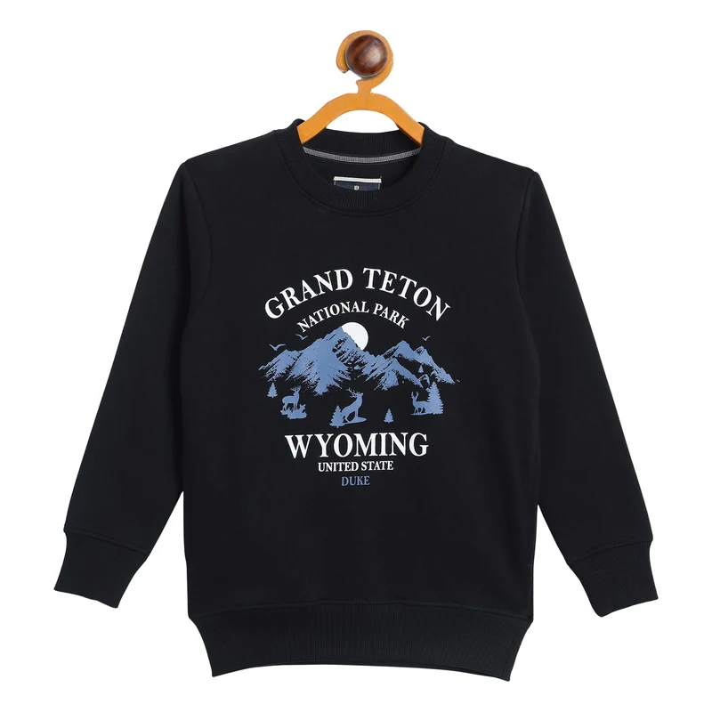 Duke Urban Boys Full Sleeve Round Neck Printed Sweatshirt (LF380) Black / 36 / Printed