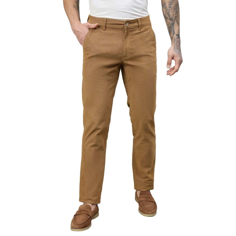 Duke Urban Men Flatfront Narrowfit Non-denim Casual Trouser (SDT4636) Khaki / 38 / Solid