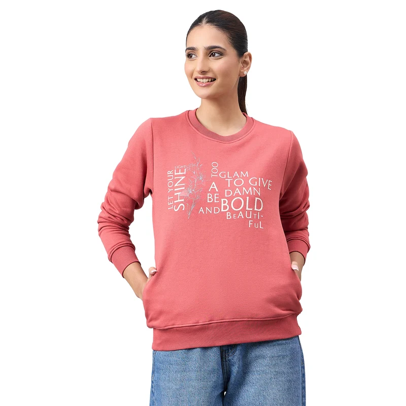 Duke Urban Women Full Sleeve Round Neck Sweatshirt (LFX955) Pink / XL / Printed