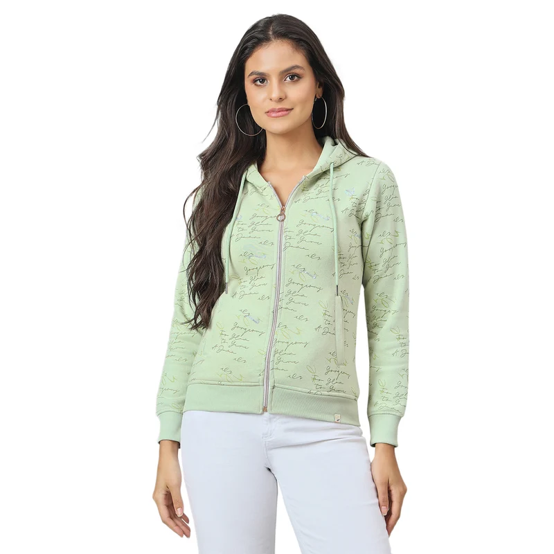 Duke Urban Women Smart fit Hooded Full Zip Sweatshirt (LFX966) Pista / XL / Printed