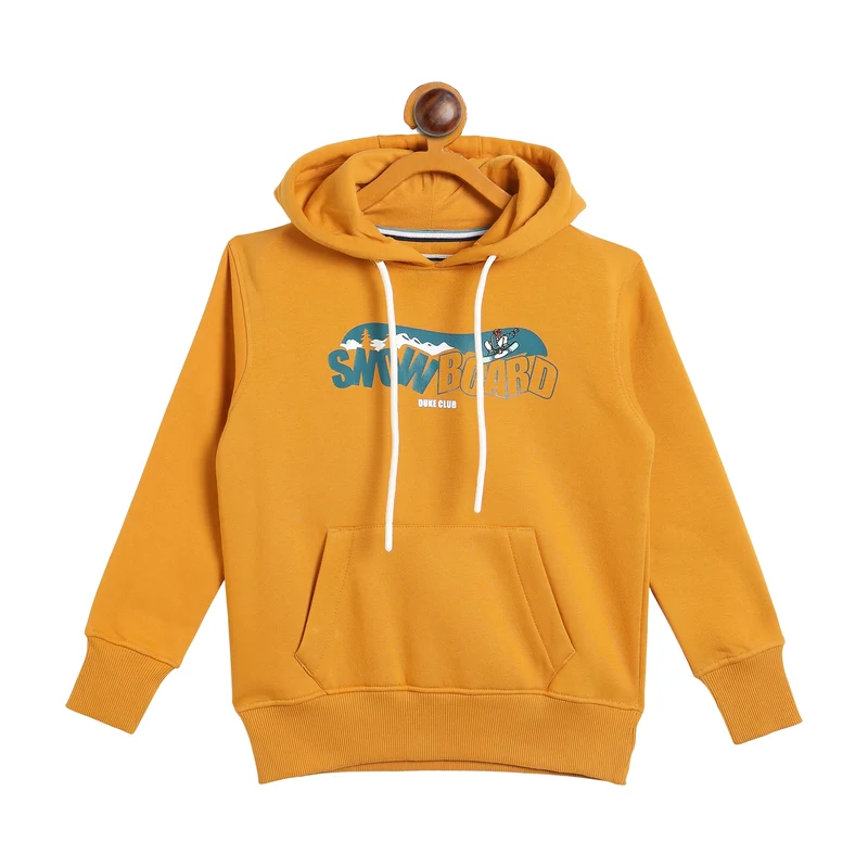 Duke Urban Boys Full Sleeve Hooded Sweatshirt (LF398) Mustard Space / 28 / Printed