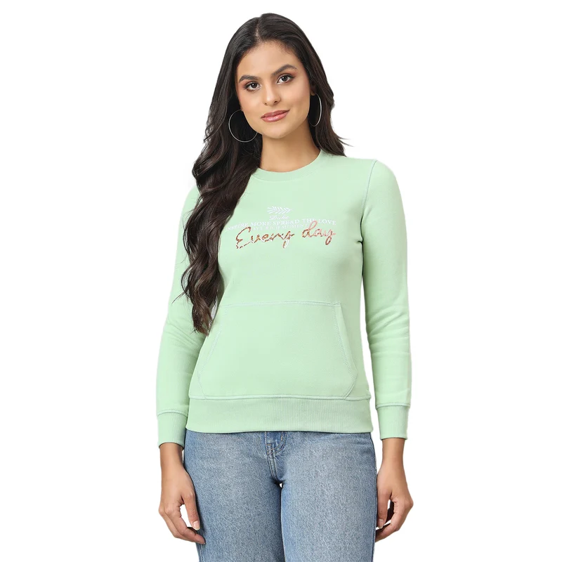Duke Urban Women Round Neck Regular Sweatshirt (LFX1003) Mint Green / L / Printed