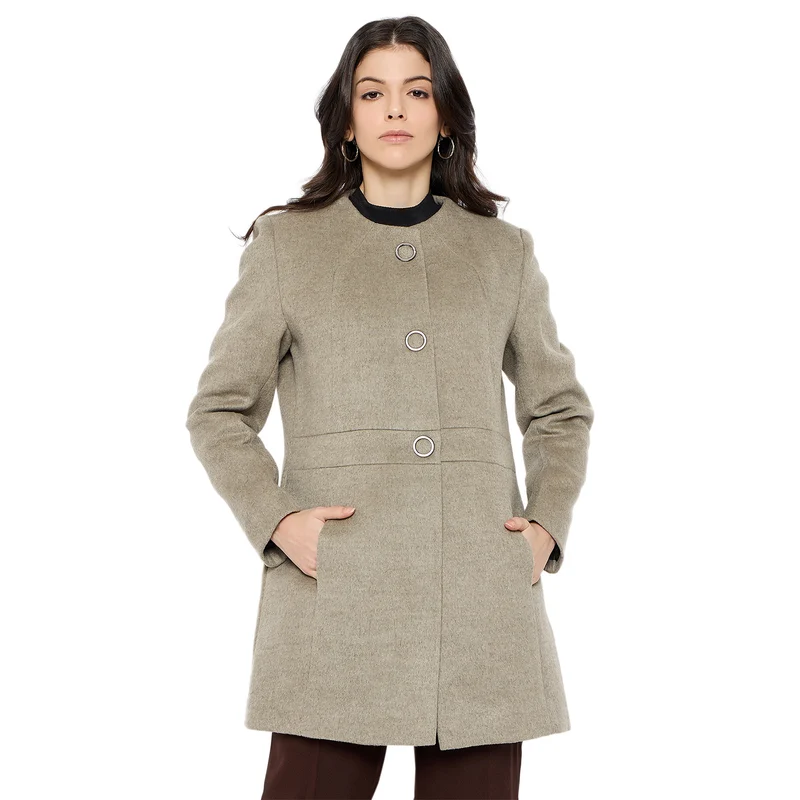 Duke Urban Women Full Sleeve Long Coat (SDZ4170C) L.Olive / XL / Solid
