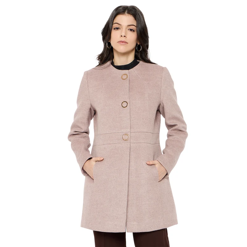 Duke Urban Women Full Sleeve Long Coat (SDZ4170C) Mouse / L / Solid