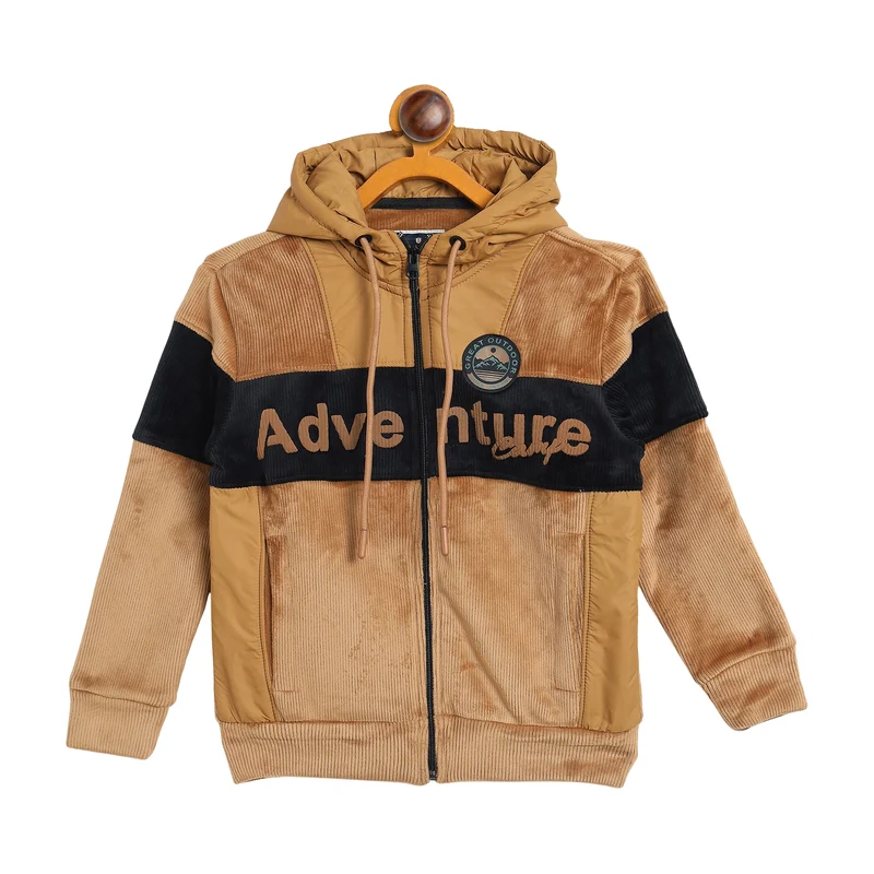 Duke Urban Boys Full Sleeve Hooded Sweatshirt (LF391) Tan / 30 / Printed