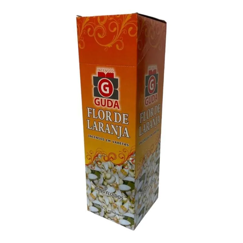 Incenso Flor De Laranja Guda Indiano 25 Caixas Com 7 Varetas