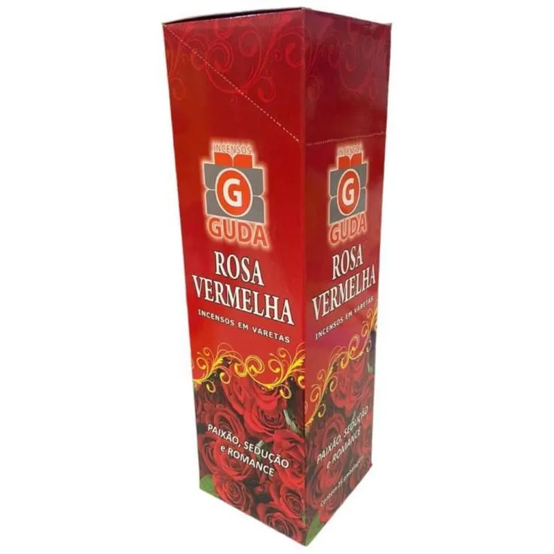 Incenso Rosa Vermelha Guda Indiano 25 Caixas Com 7 Varetas
