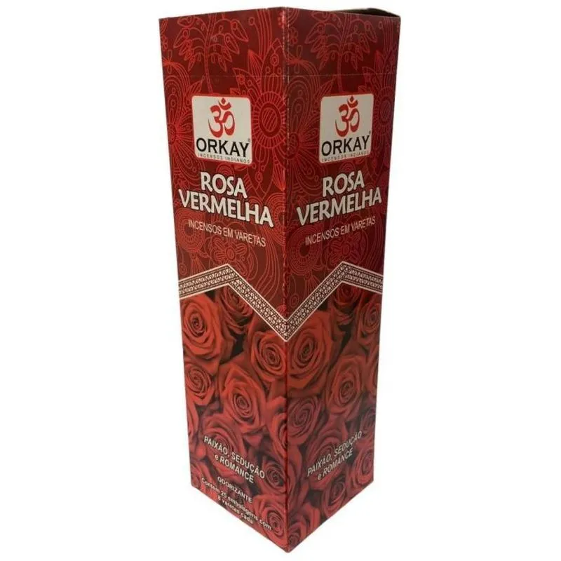 Incenso Rosa Vermelha Orkay 25 Caixas Com 8 Varetas