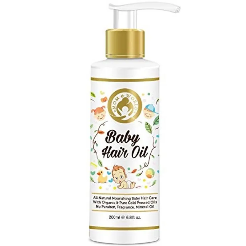 Óleo de cabelo de bebê da mãe e do mundo com óleo natural orgânico e prensado a frio para crianças, 200 ml (MOMWLD12)