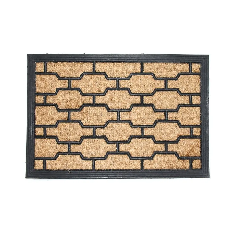 Capacho Panamá Mold Art Cocotuft em Fibra de Coco / Borracha - 40 cm x 60 cm – Preto / Marrom