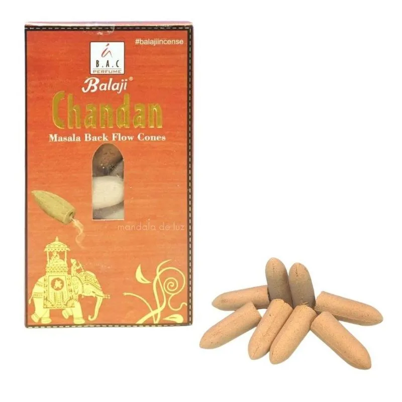 10 Incensos Cone Cascata Indiano Chandan Sândalo Masala