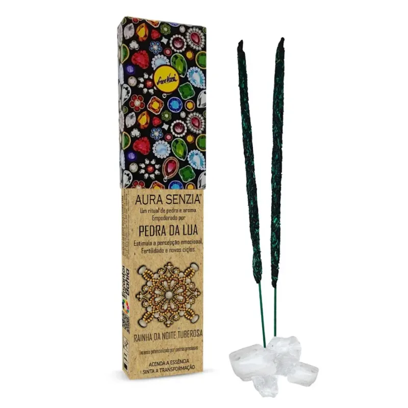 Incenso Natural AURA Rainha da Noite Tuberosa + Pedra da Lua